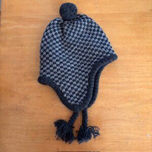 J.Crew Crewcuts Kids Marled Flannet Knit Black/Gray Checkerboard Ear Flap Hat
